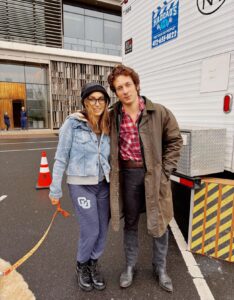 A fan gets a picture with Jeremy Allen White in Asbury Park during the filming of "Deliver Me From Nowhere" in December of 2024.
